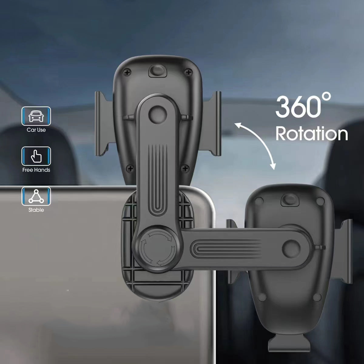 Go Des GD-HD793 360 Dönebilen Başlıklı Laptop - Monitör Telefon Tutucu Siyah