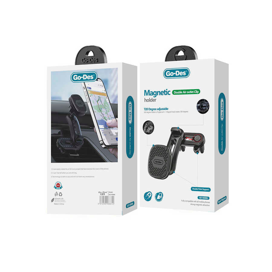 Go Des GD-HD886 Magnetik Araç Telefon Tutucu Siyah