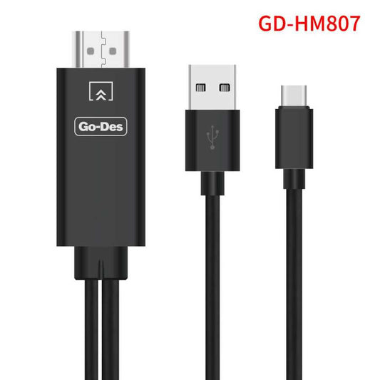 Go Des GD-HM807 2 in 1 Usb-C HDTV Kablo Siyah