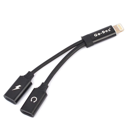 Go Des GD-UC11 Dual Lightning Headphone Audio & Charge Adaptör Siyah