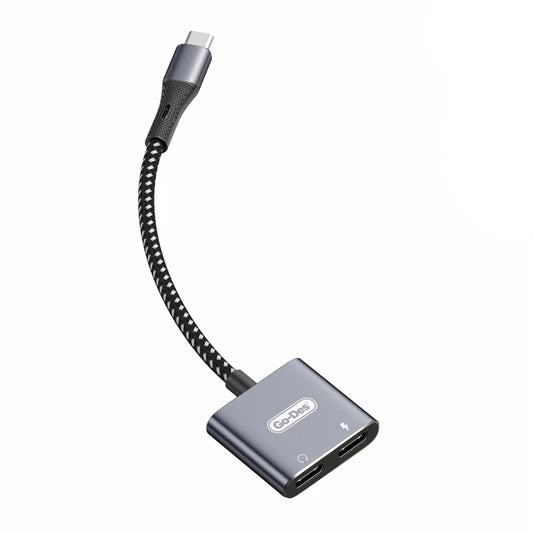 Go Des GD-UC161 2in1 Type-C To 3.5mm Hi-Fi Aux Çevirici Ses Adaptörü Gri