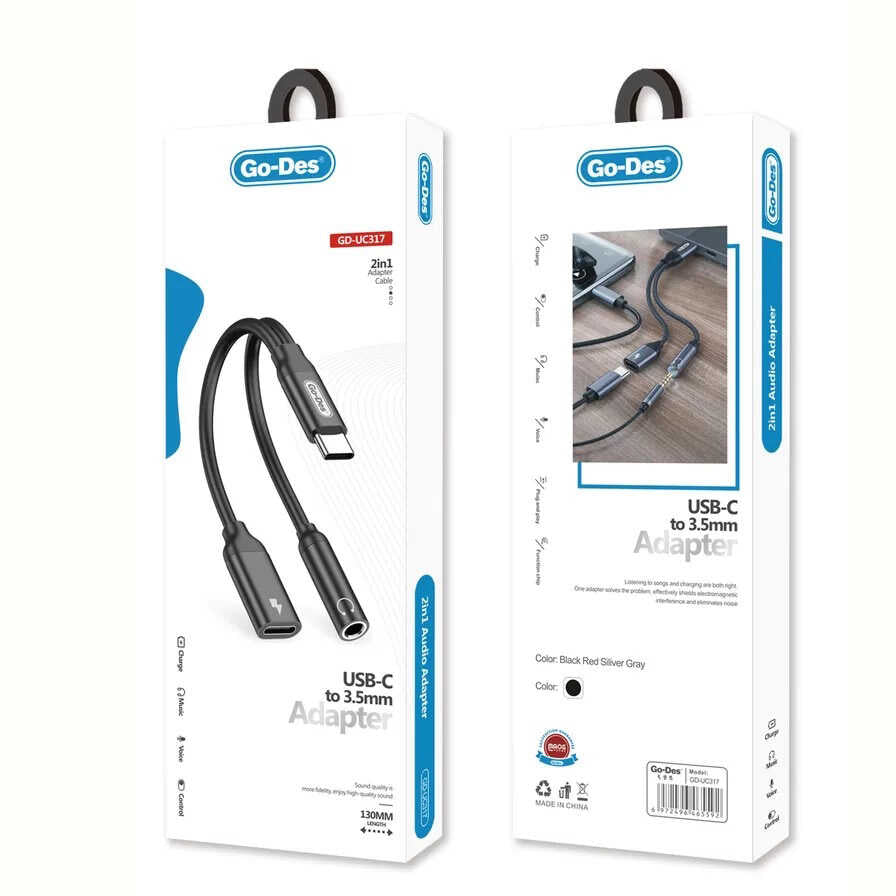Go Des GD-UC317 Type-C To 3.5mm Adaptör Siyah
