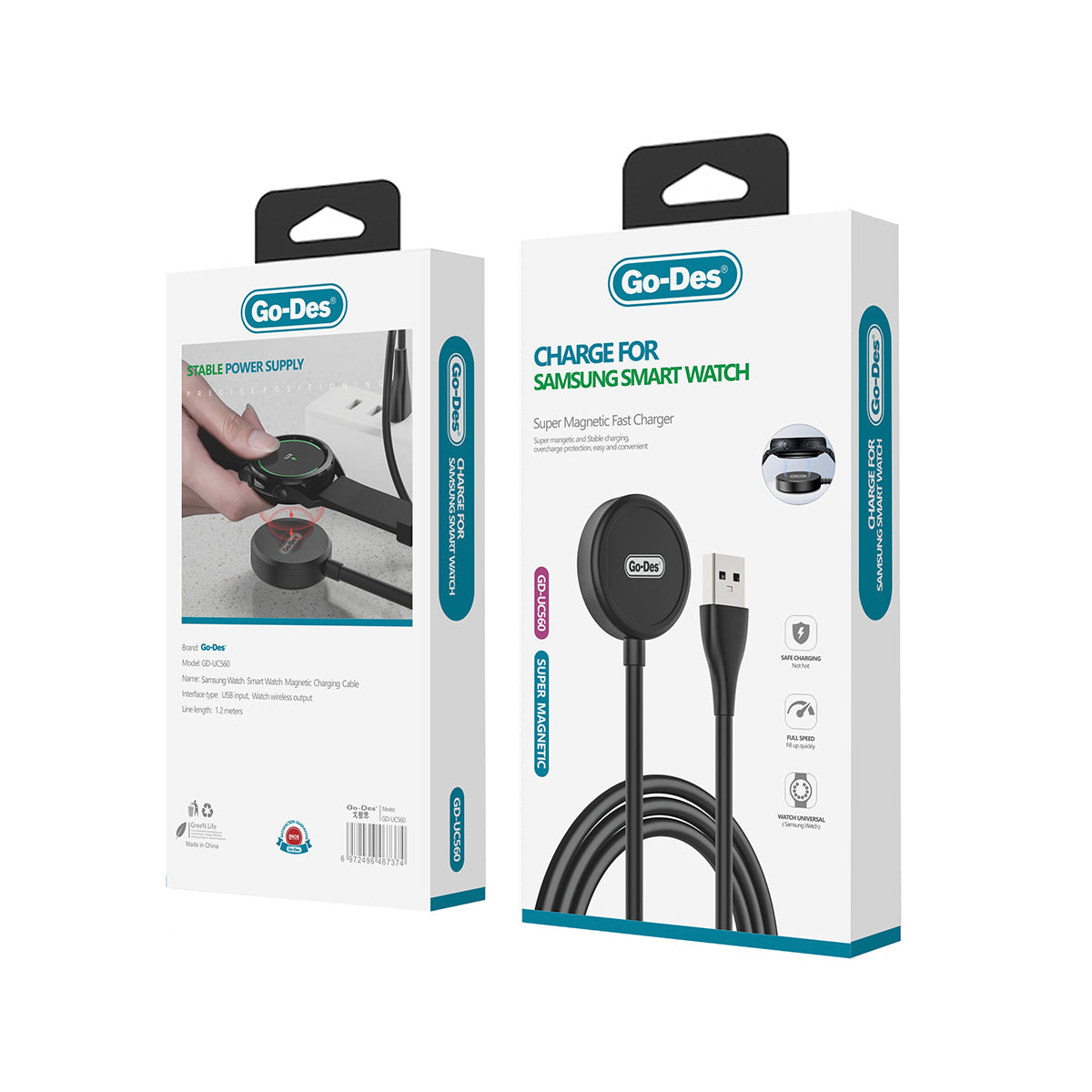 Go Des GD-UC560 Galaxy Watch Akıllı Saat Magnetik Wireless Şarj Aleti Siyah