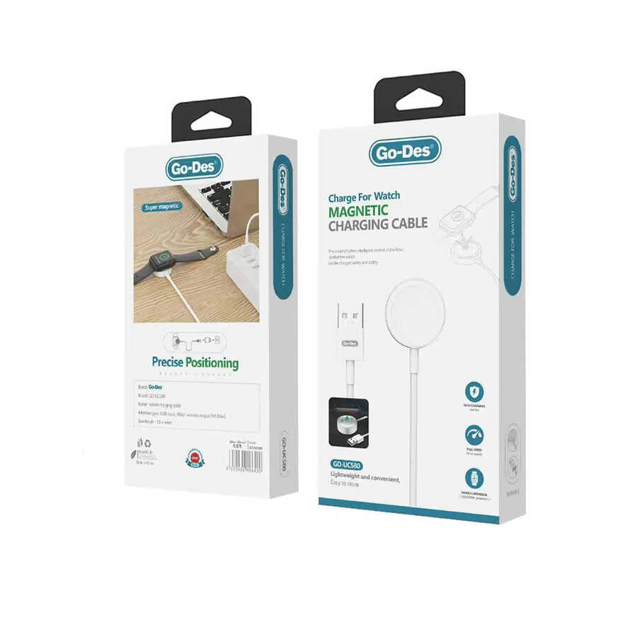 Go Des GD-UC580 Apple Watch Serisi Akıllı Saat Wireless USB Şarj Kablosu Beyaz