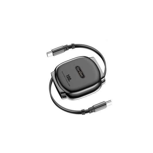 Go-Des GD-UC682 Type-C to Type-C Makaralı Data ve Şarj Kablosu 100W Siyah
