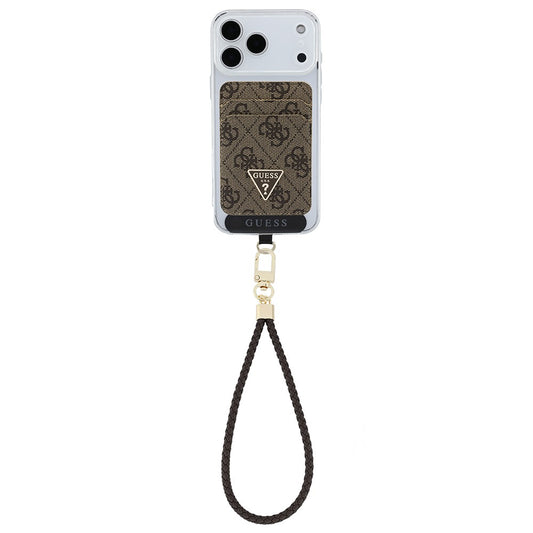 Guess Orjinal Lisanslı 2in1 Bilek Askı İpli 4G Desenli Metal Üçgen Logolu Magnetik Kartlık