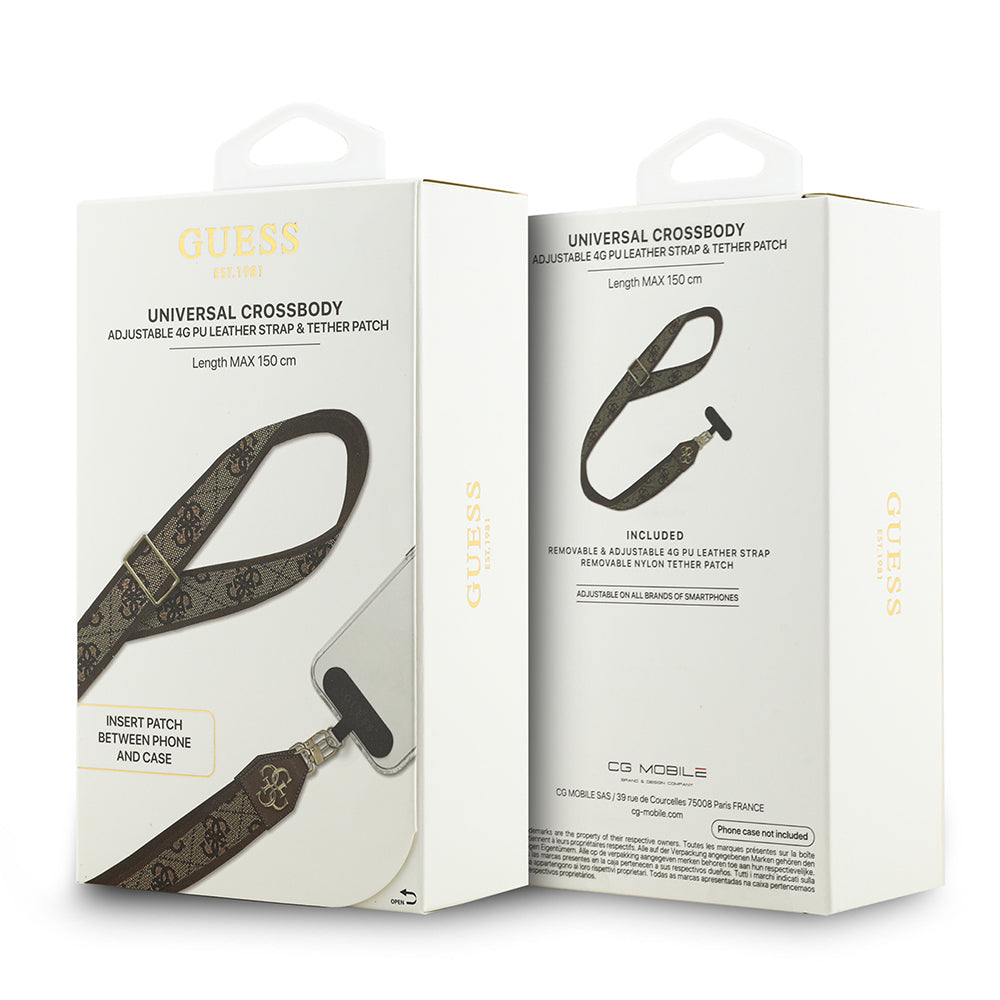 Guess Orjinal Lisanslı 4G Desen ve Metal Logolu Çapraz Vücut Telefon Askı Kayışı 150cm Pembe