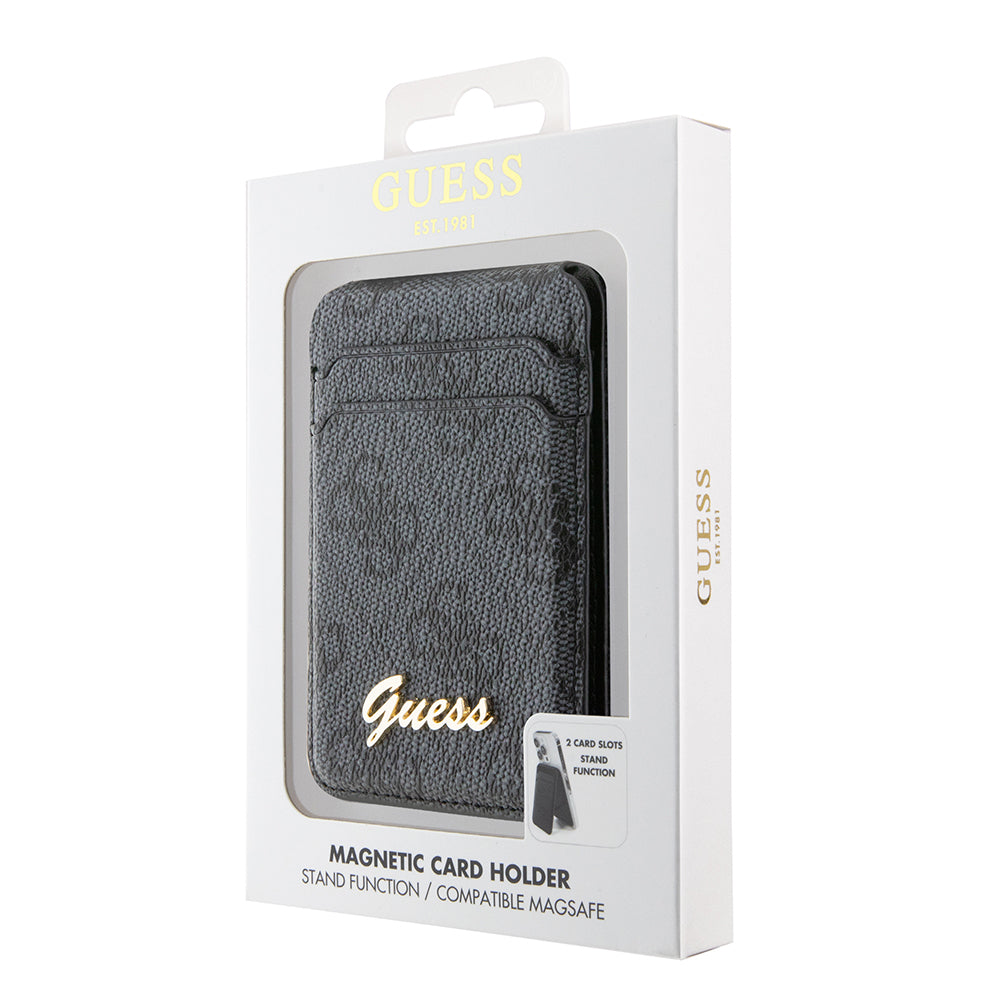 Guess Orjinal Lisanslı 4G Desenli Metal Script Logolu Magnetik Kartlık Kahverengi