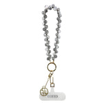 Guess Orjinal Lisanslı 4G Metal Logolu Kristal Taşlı Telefon Bilek Askı Zinciri Siyah