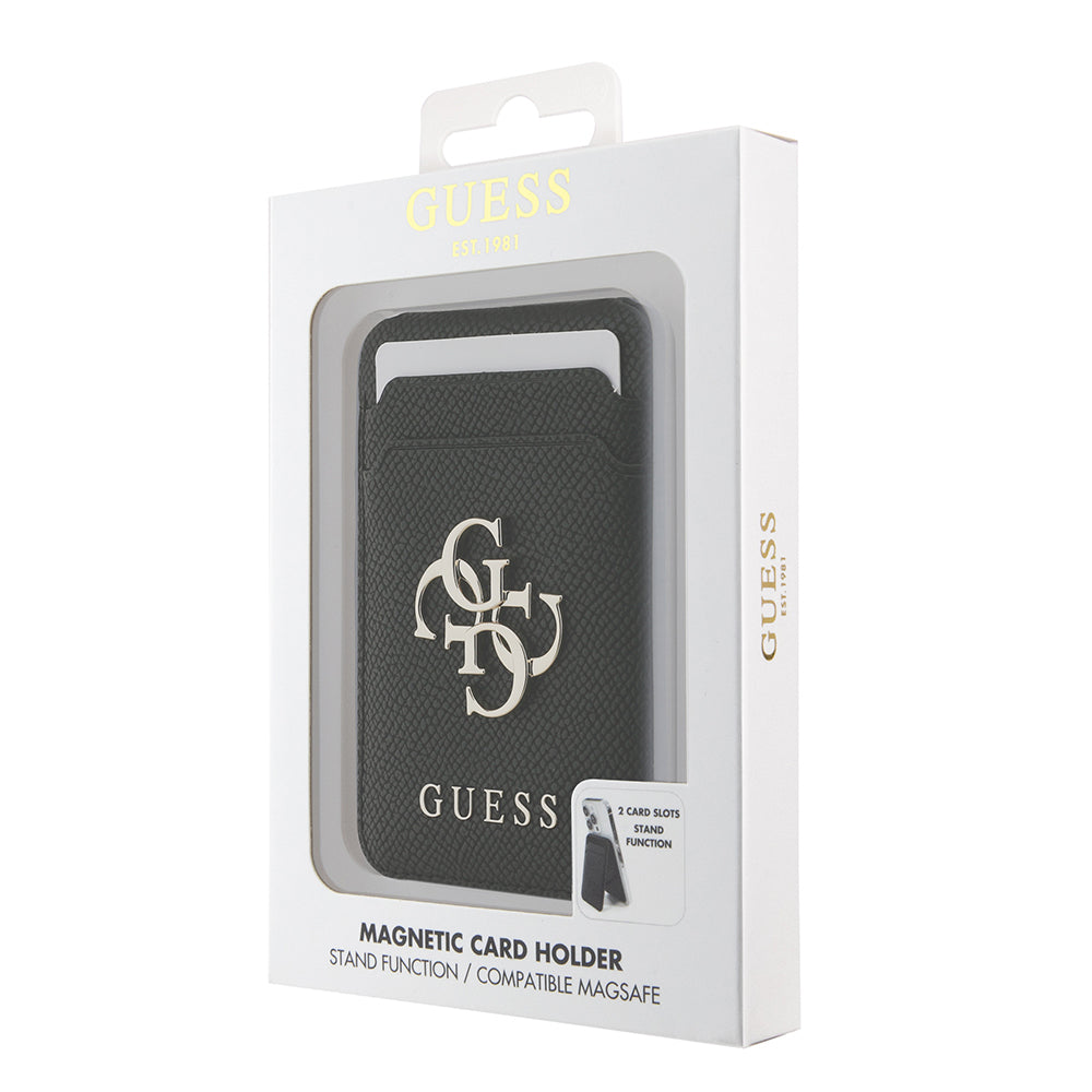 Guess Orjinal Lisanslı Metal Büyük 4G ve Yazı Logolu Standlı Magnetik Kartlık Siyah