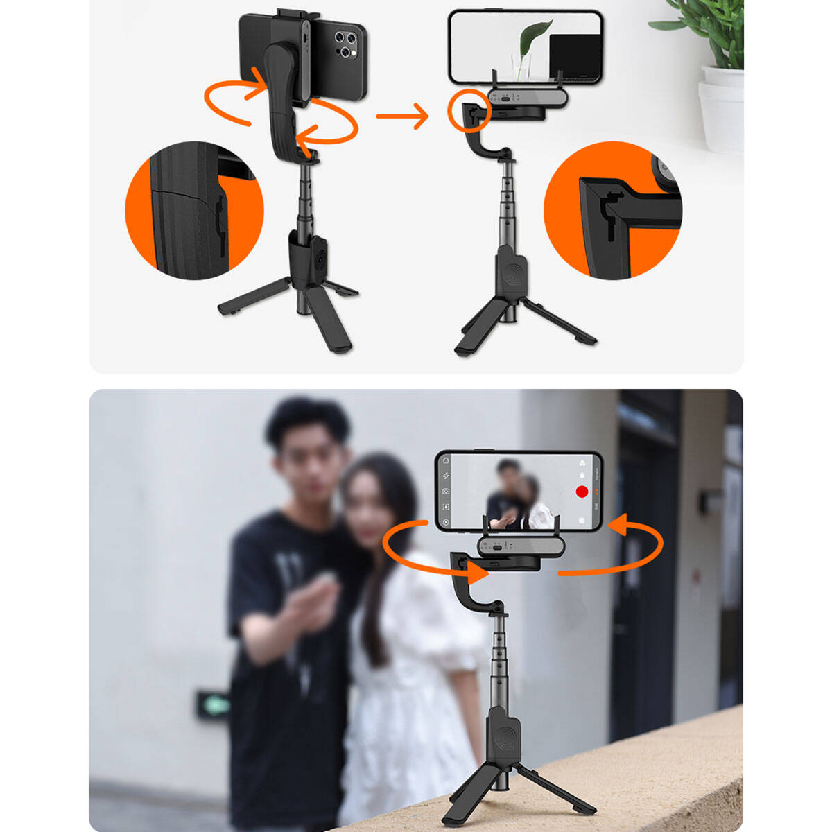 Hohem iSteady Q 2 Eksenli El Tipi Selfie Çubuğu Gimbal Stabilizatör Siyah