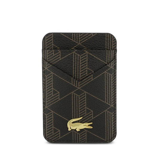 Lacoste Orjinal Lisanslı 2 Hazneli PVC Karışık Monogram Desenli Magnetik Kartlık
