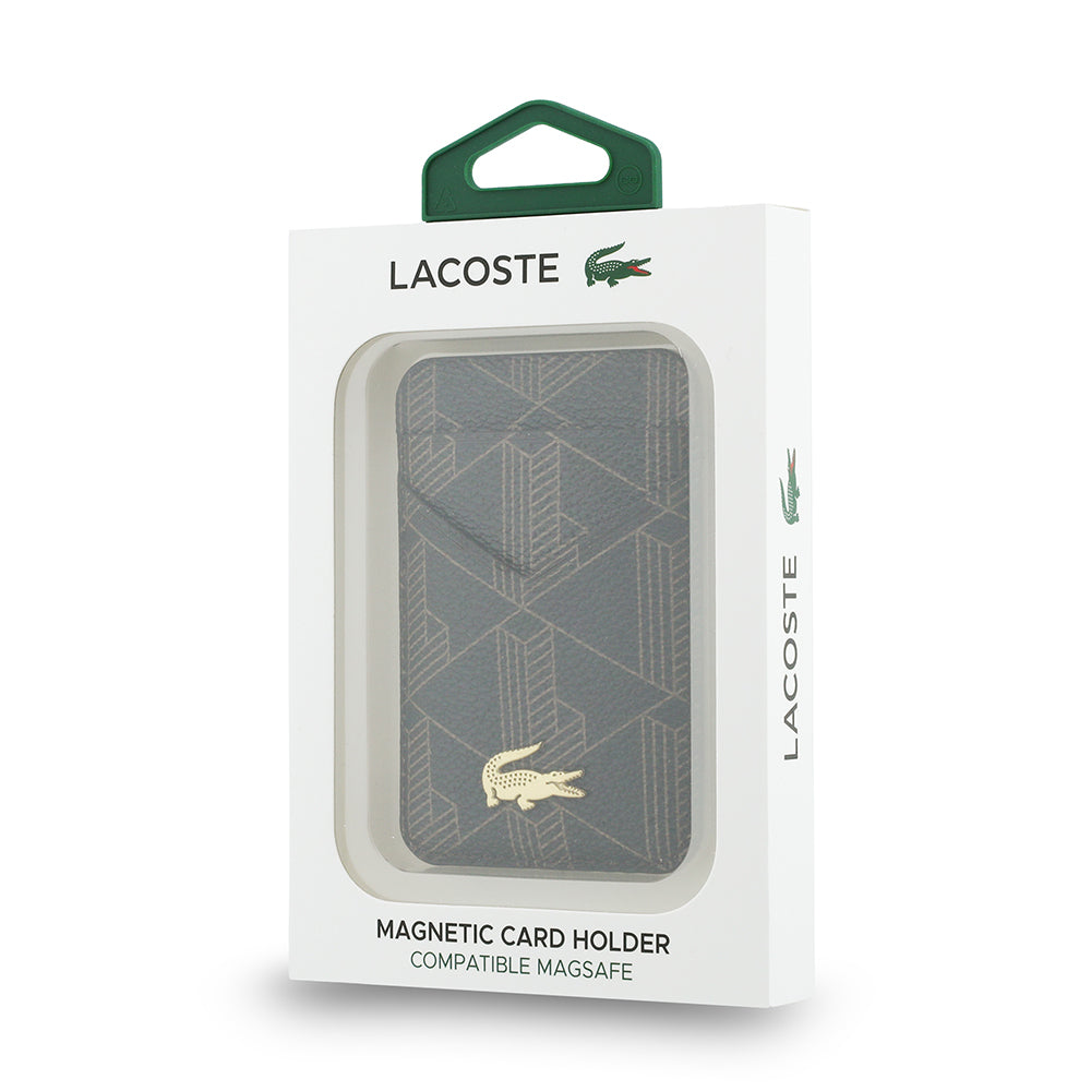 Lacoste Orjinal Lisanslı 2 Hazneli PVC Karışık Monogram Desenli Magnetik Kartlık