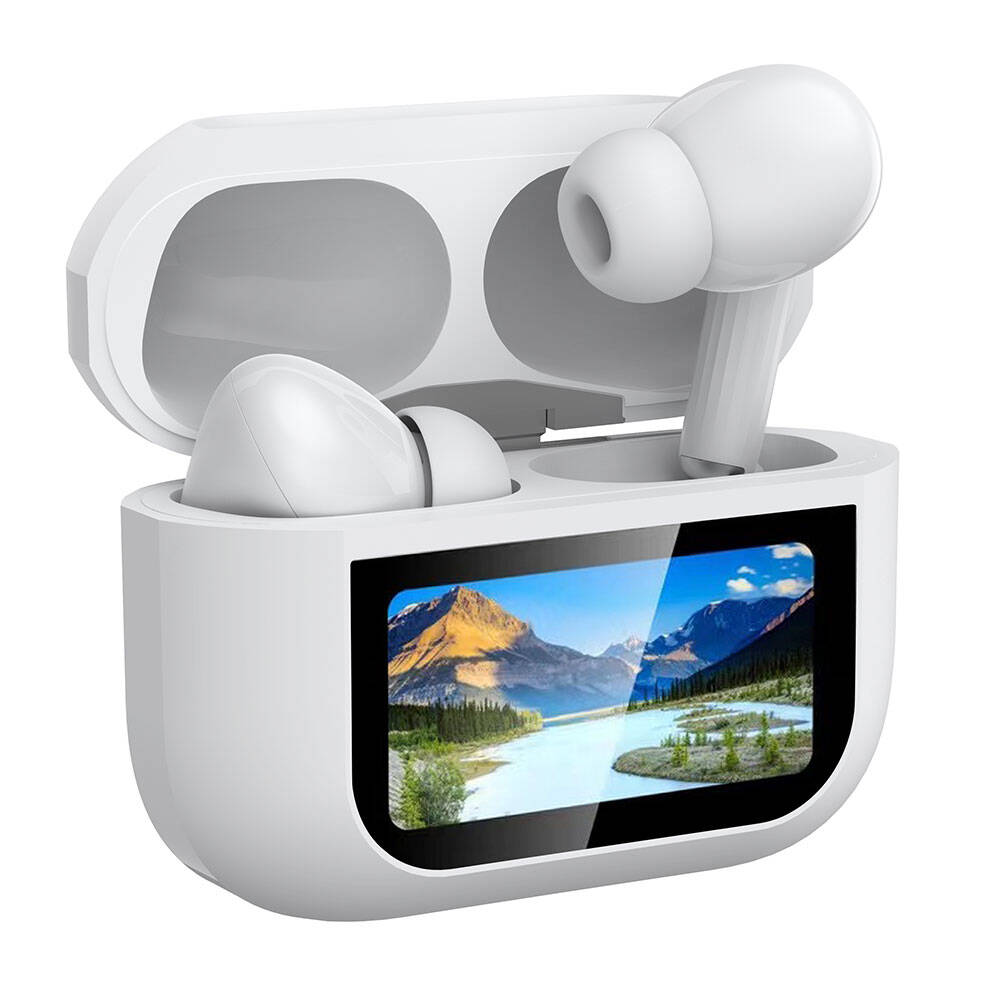 Lapas BTK-ZR76 ANC Özellikli Dokunmatik LCD Ekranlı TWS Kulak İçi Bluetooth v5.4 Kulaklık Beyaz