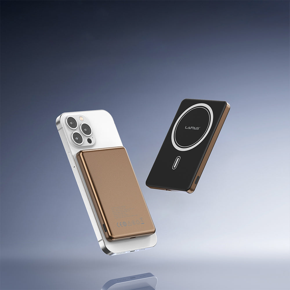 Lapas LP-PW003 Ultra İnce Hızlı Şarj Özellikli Wireless Powerbank 5000mAh 15W Gold