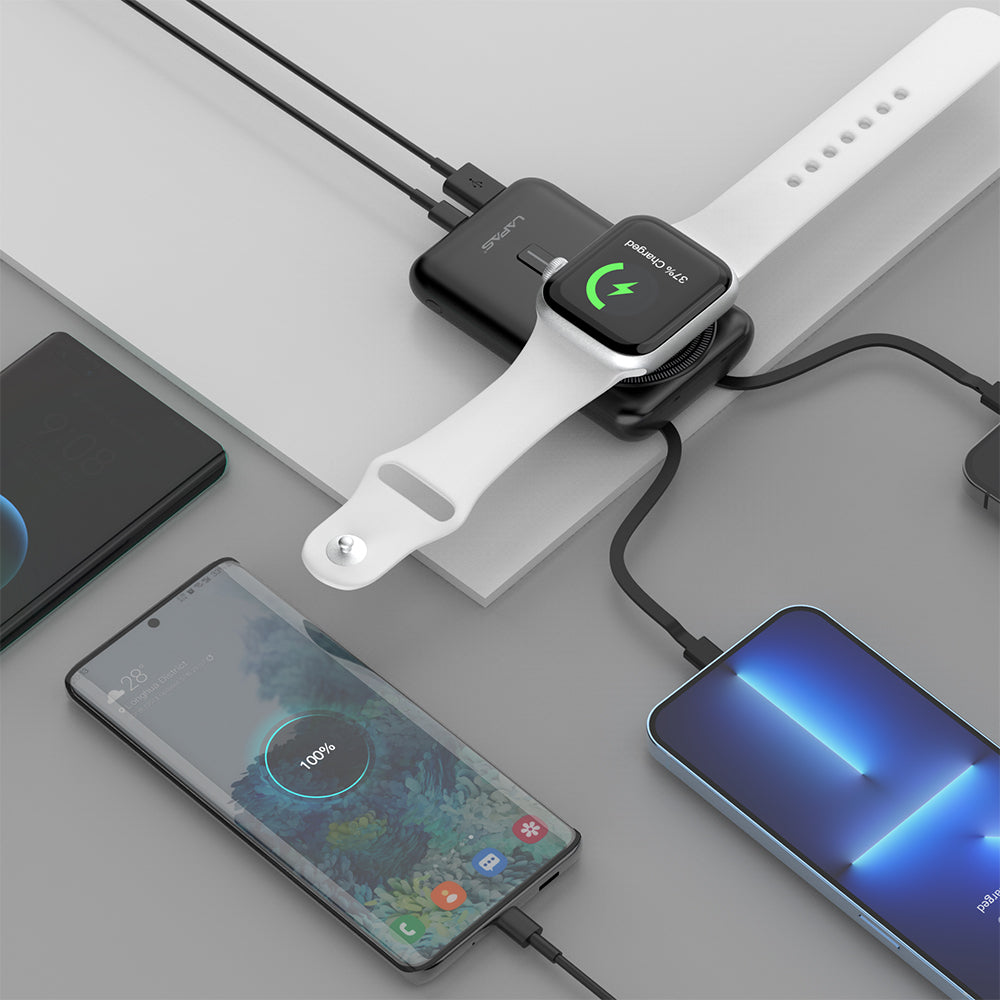 Lapas LP-PW004 Akıllı Saat Kablosuz Şarj Özellikli Wireless Powerbank 10000mAh 15W Siyah