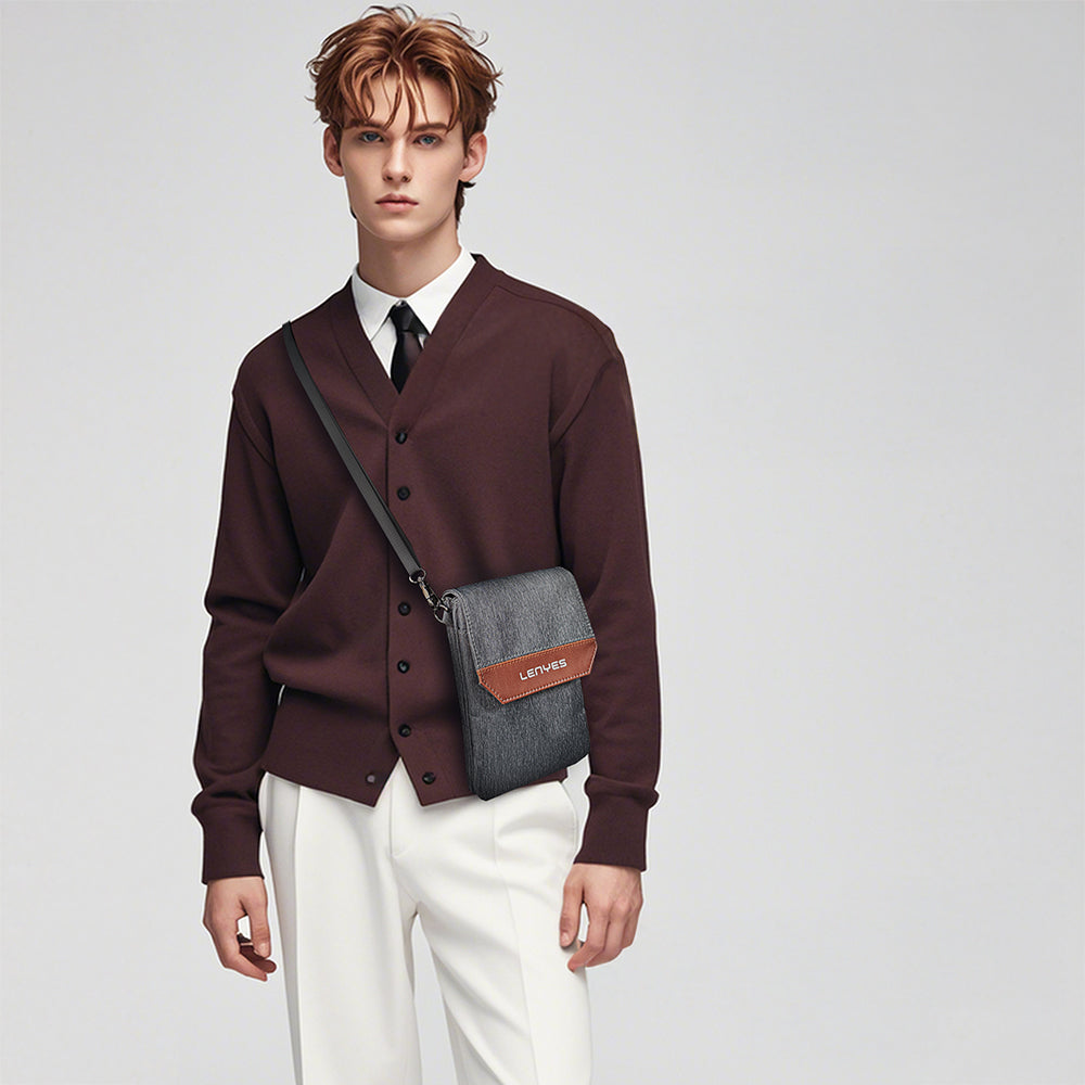 Lenyes LB546 Rambler Serisi Polyester Kumaş Su Geçirmez Mobil Aksesuar Çantası Gri