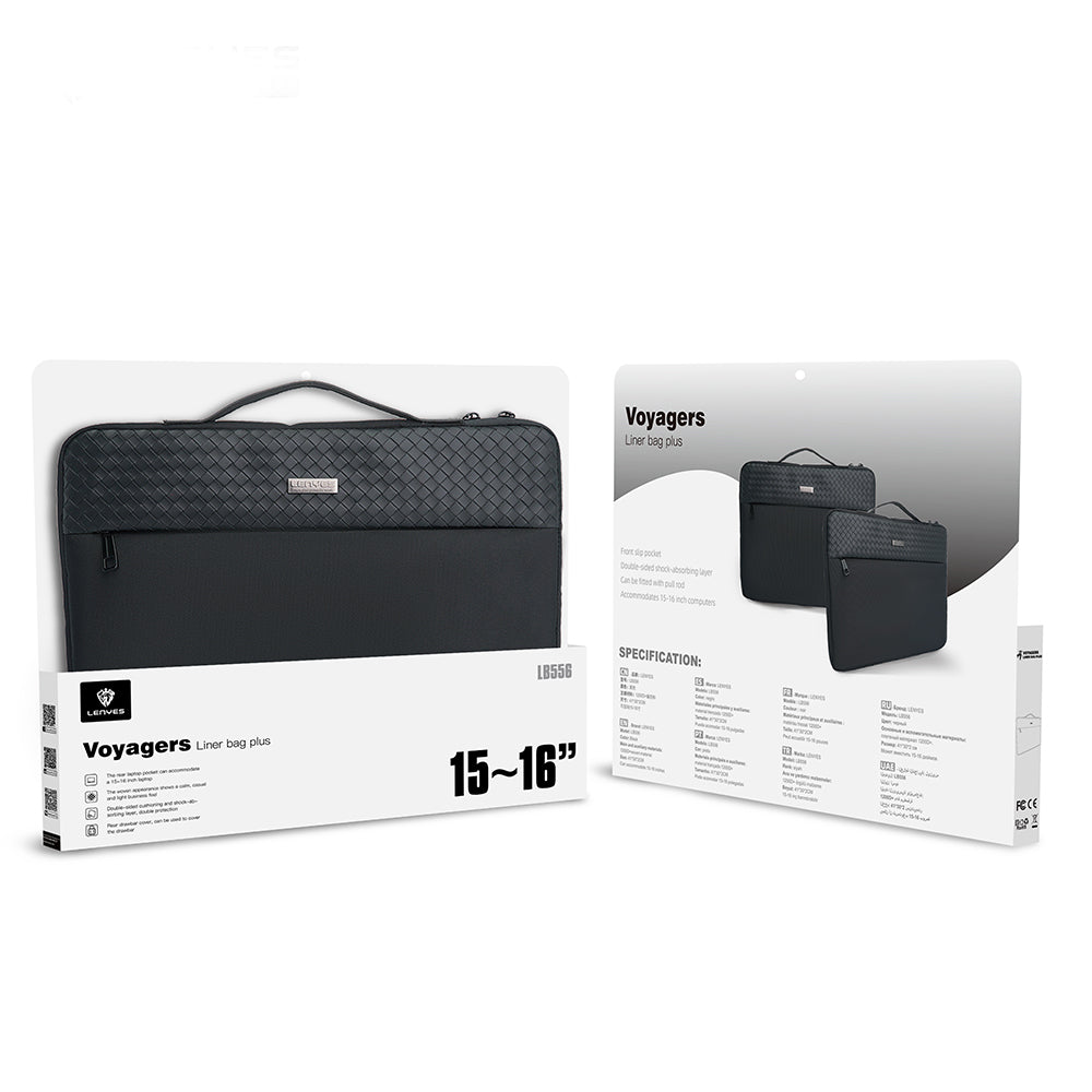 Lenyes LB556 Voyagers Serisi 1200D Su Geçirmez 15-16 inç Laptop Çantası Siyah