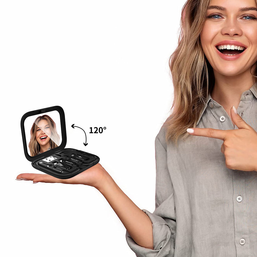 Lenyes LB602 6in1 Type-C to Type-C Kablolu 60W Çevirici Adaptör Seti Standlı Saklama Kutusu Siyah