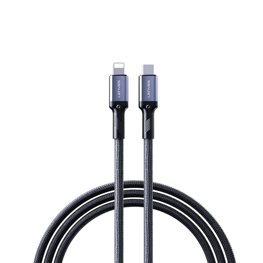 Lenyes LC509 Type-C to Lightning PD 30W Örgü Tasarımlı Hızlı Şarj Özellikli Data ve Şarj Kablosu 1M Siyah