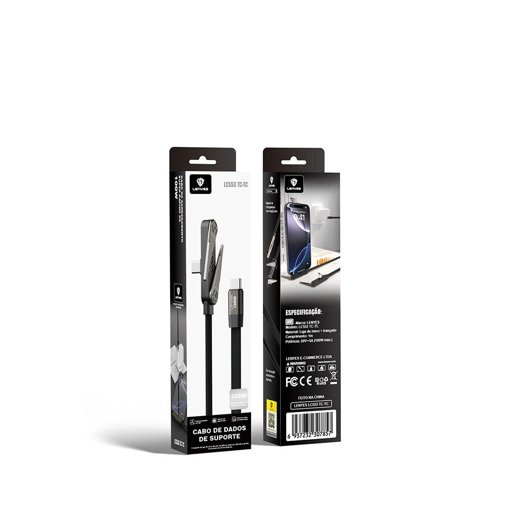 Lenyes LC553 Type-C to Type-C E-MARK Çipli Standlı Data ve Şarj Kablosu 100W 1M
