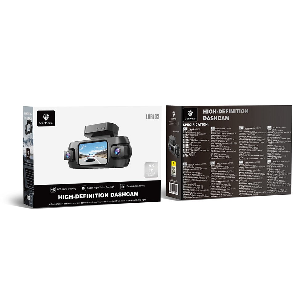 Lenyes LDR102 4K Ultra HD Wifi Destekli Akıllı Ön ve Arka Araç Kamerası