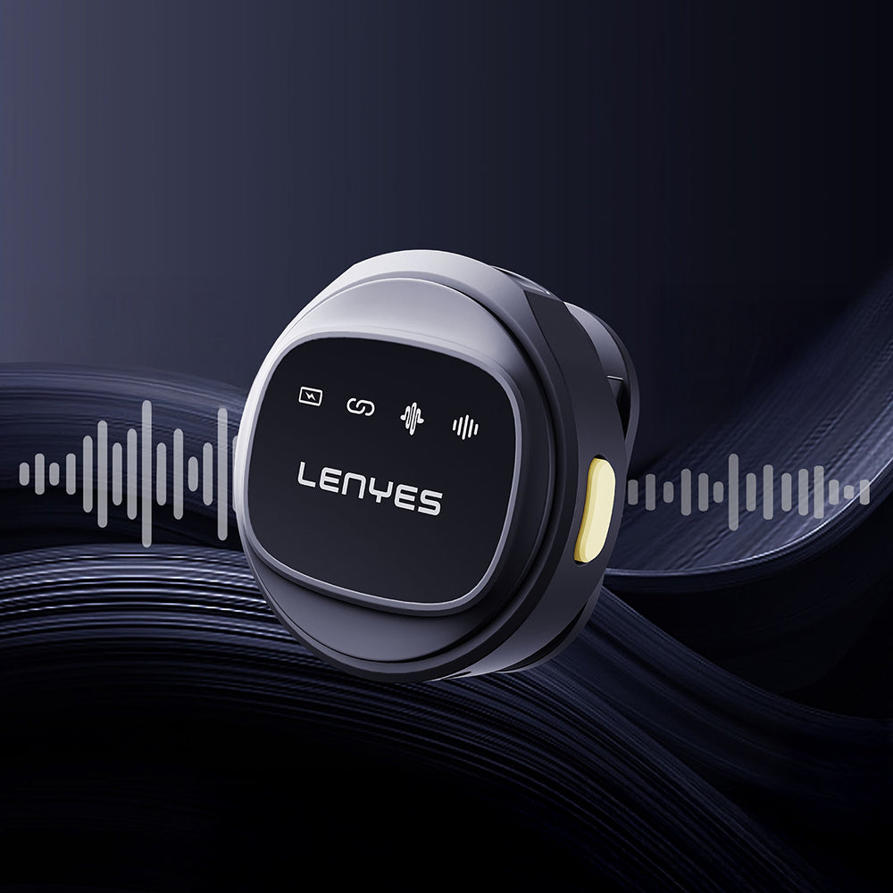 Lenyes LM204-L Type-C Şarj Portlu Akıllı Gürültü Engelleyicili Lightning Bağlantılı Kablosuz Yaka Mikrofonu Siyah