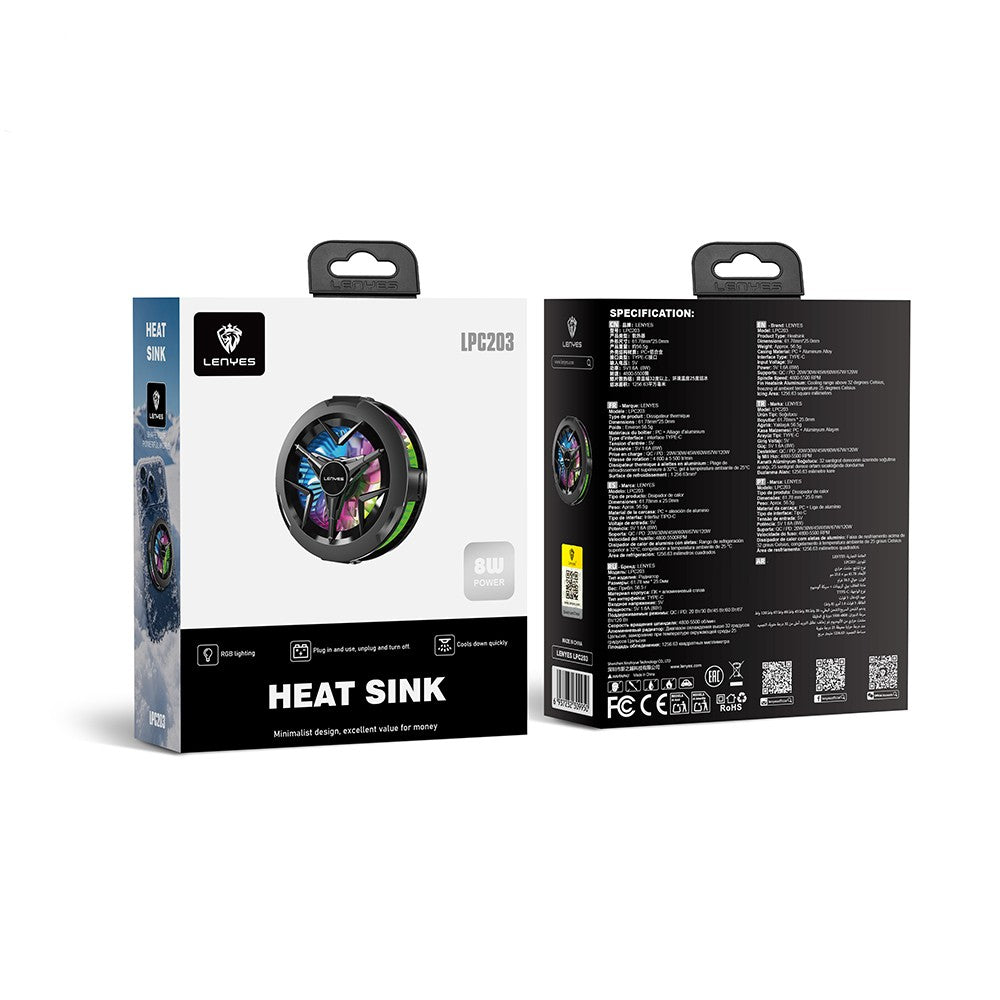 Lenyes LPC203 RGB Işıklı Alüminyum Telefon Soğutucu Fan