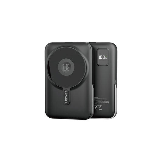 Lenyes PW1002D 20W Dijital LED Ekranlı Standlı Wireless Powerbank 15W 10000mAh Siyah