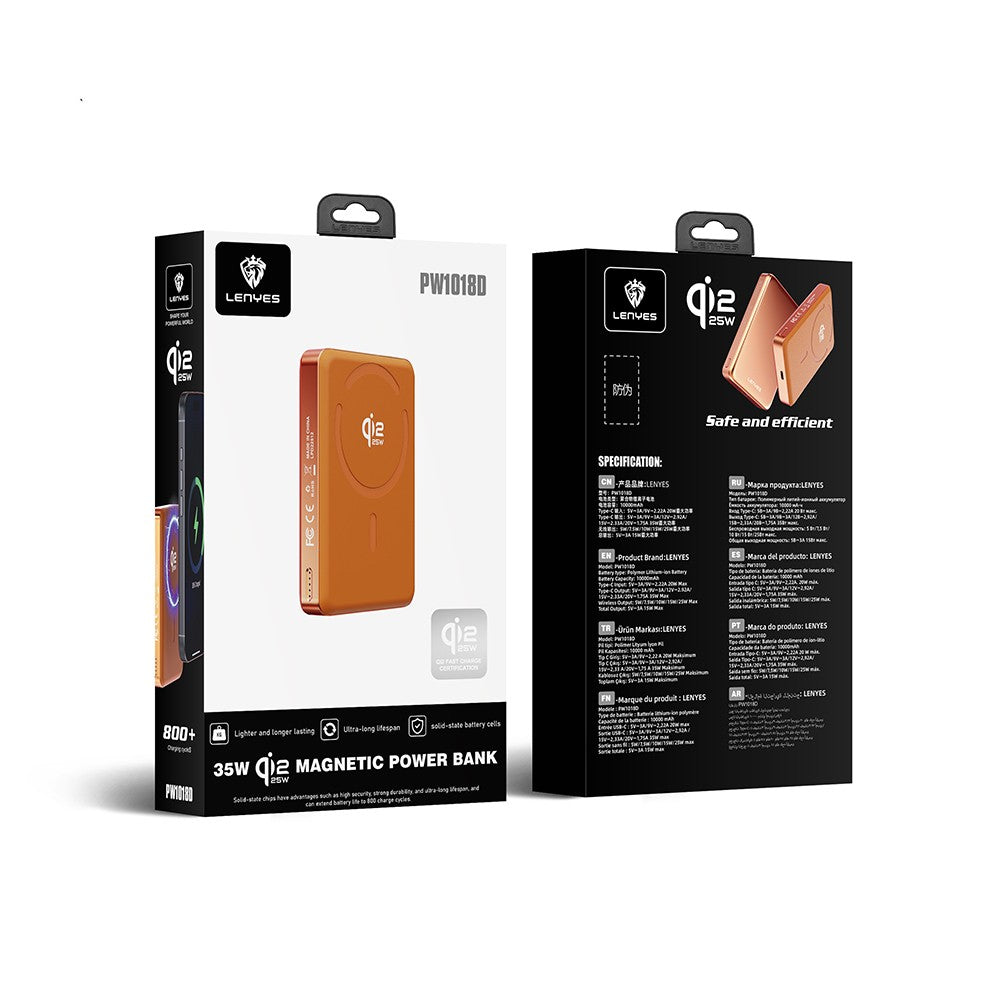 Lenyes PW1018D 35W Dijital LED Göstergeli Qi2 Teknolojili Wireless Powerbank 25W 10000mAh