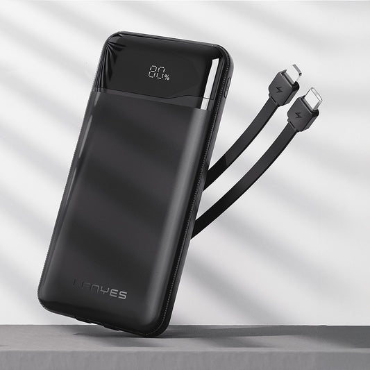 Lenyes PX180D Dijital LED Ekranlı Type-C ve Lightning Kablolu Powerbank 22.5W 10.000mAh