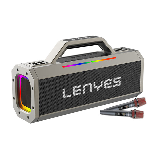 Lenyes S833 RGB Led Işıklı Bluetooth Speaker Hoparlör ve Karaoke Bluetooth Mikrofon v5.0 Siyah