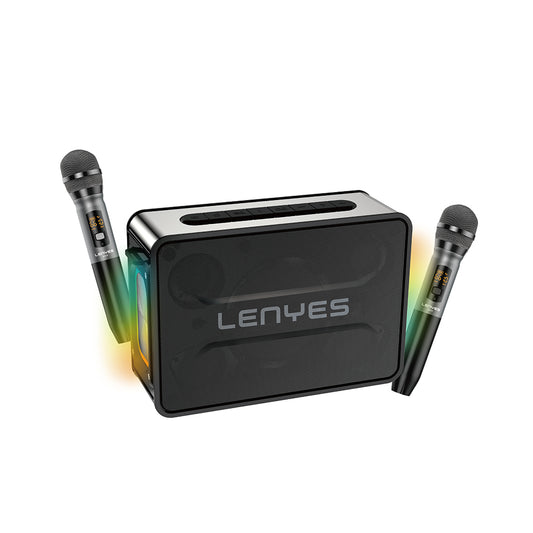 Lenyes S859 RGB Işıklı Çift Mikrofonlu TWS Bluetooth Speaker Hoparlör v5.3 Siyah