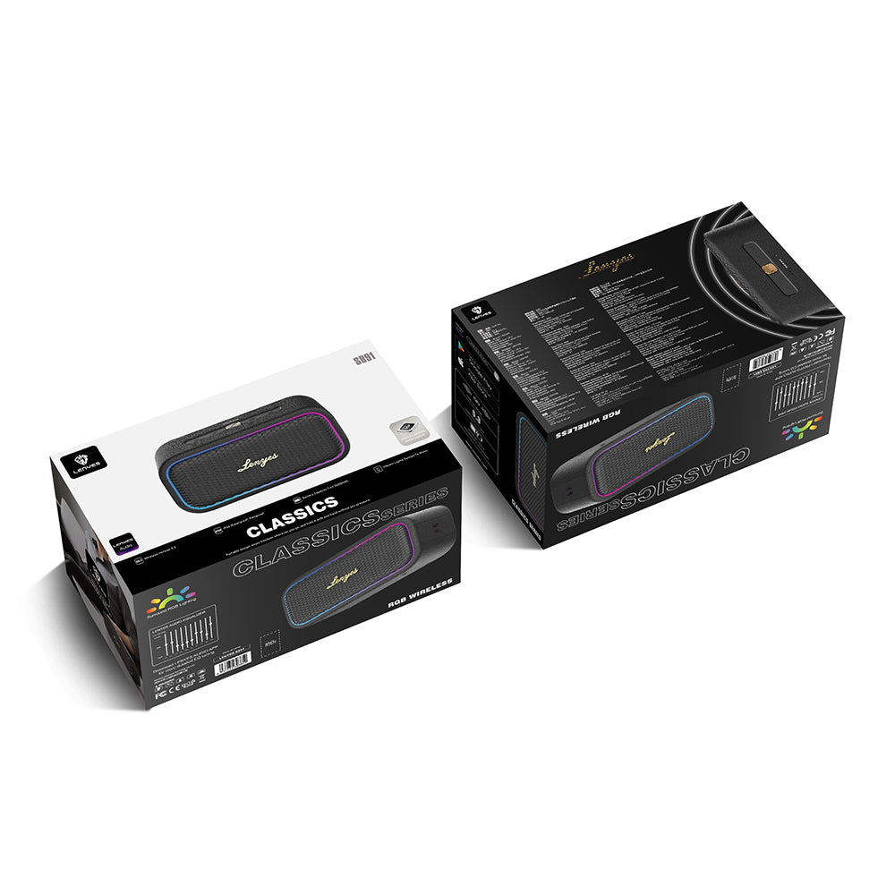 Lenyes S891 RGB Işıklı Taşınabilir Su Geçirmez OTG-TWS Bluetooth Hoparlör v5.3 80W Bej