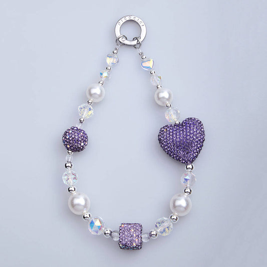 Picocici Parlayan Taş Tasarımlı 30mm Dot Drill Heart Telefon Bilek Askı İpi Rose Gold