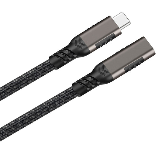 Qgeem Extension USB3.2 Type-C PD Uzatma Kablosu 100W 20Gbps 4K@60Hz 1.5 Metre Siyah