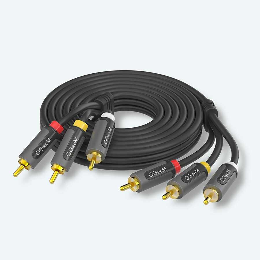 Qgeem QG-AU13 RCA Aux Audio Kablo 3.05M Siyah