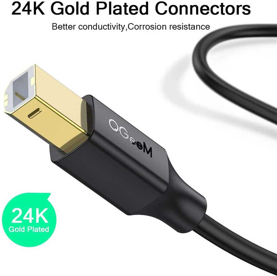 Qgeem QG-CVQ23 Usb Type-A To Usb Type-B Kablo 3.05M Siyah