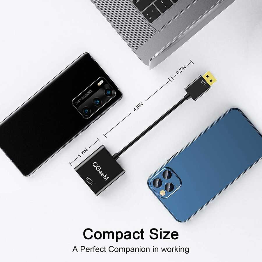 Qgeem QG-HD25 VGA To Display Port Dönüştürücü Siyah