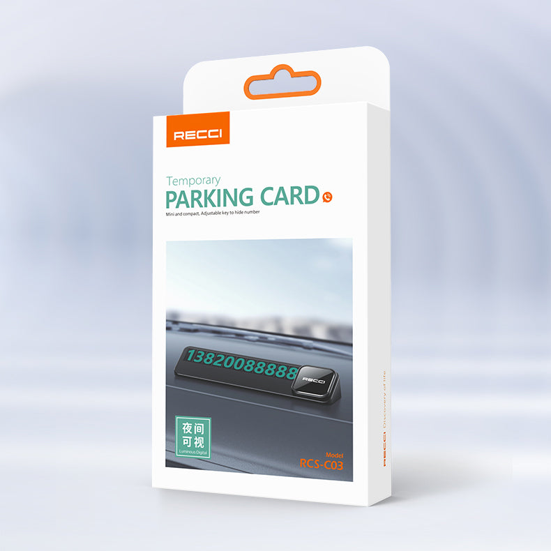 Recci RCS-C03 Gece Görülebilir ve Gizlenebilir Numara Özellikli Araç Park Numaratörü Siyah