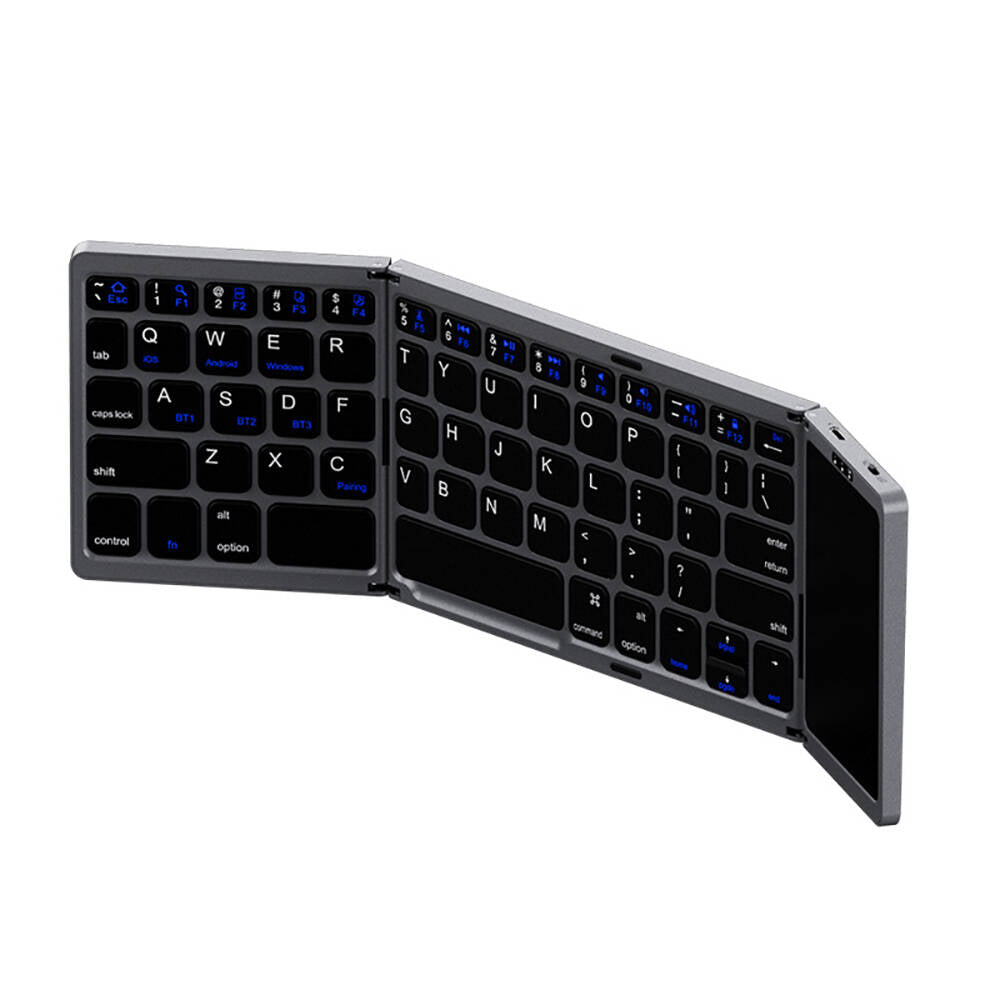 Recci RCS-K01 Katlanabilir Kablosuz Multifonksiyonel Touchpad Klavye Gri