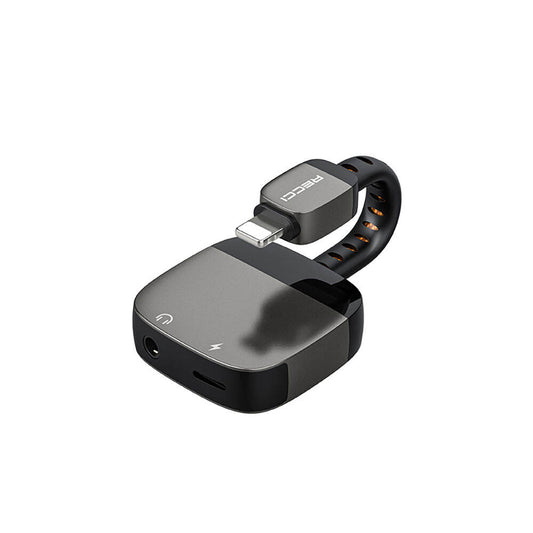 Recci RDS-A12 Lightning 2in1 Şarj ve Ses Adaptörü Siyah