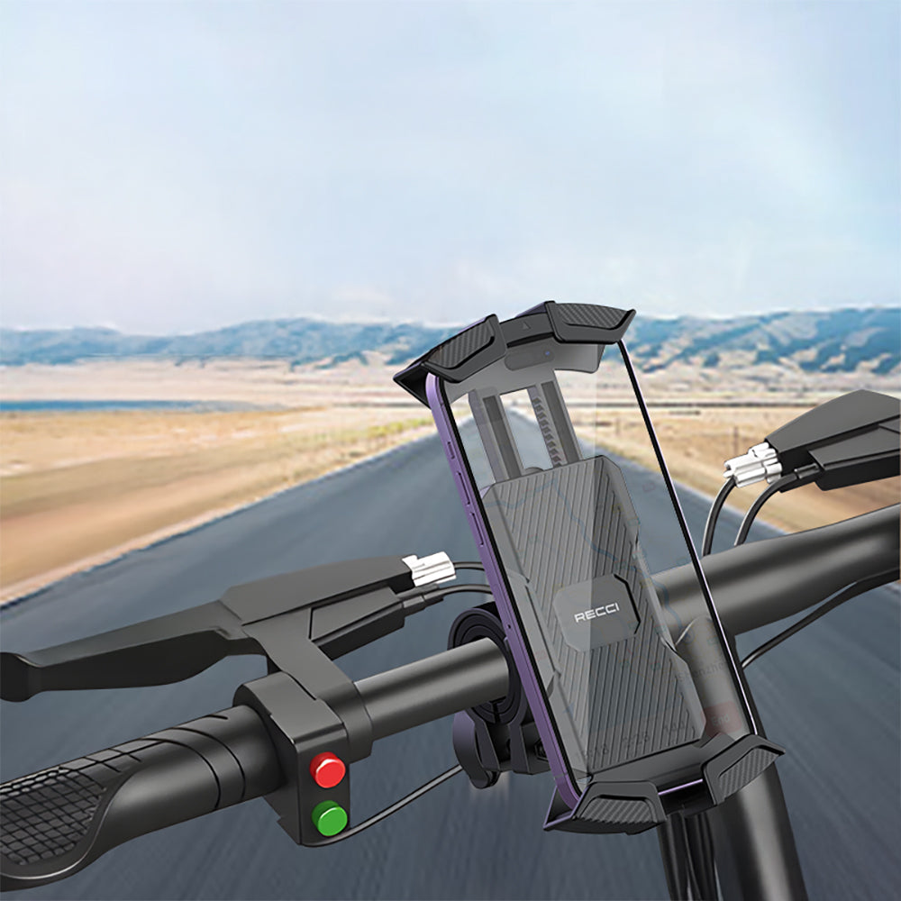 Recci RHO-C33 360° Derece Dönebilen Ayarlanabilir Motosiklet ve Bisiklet Telefon Tutucu Siyah