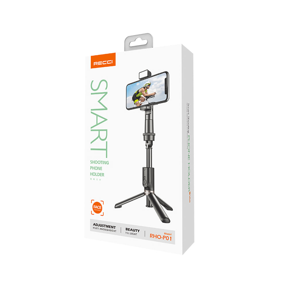 Recci RHO-P01 Bluetooth 5.0 Uzaktan Kumandalı Çok Fonksiyonlu Selfie Çubuğu 200mAh Siyah