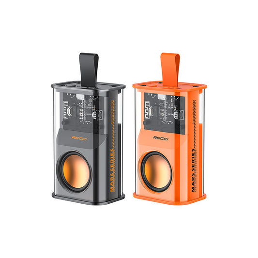 Recci RSK-W30 Mars Serisi Hi-Fi RGB Işıklı Wireless Bluetooth 5.3 Speaker Hoparlör 500mAh Turuncu