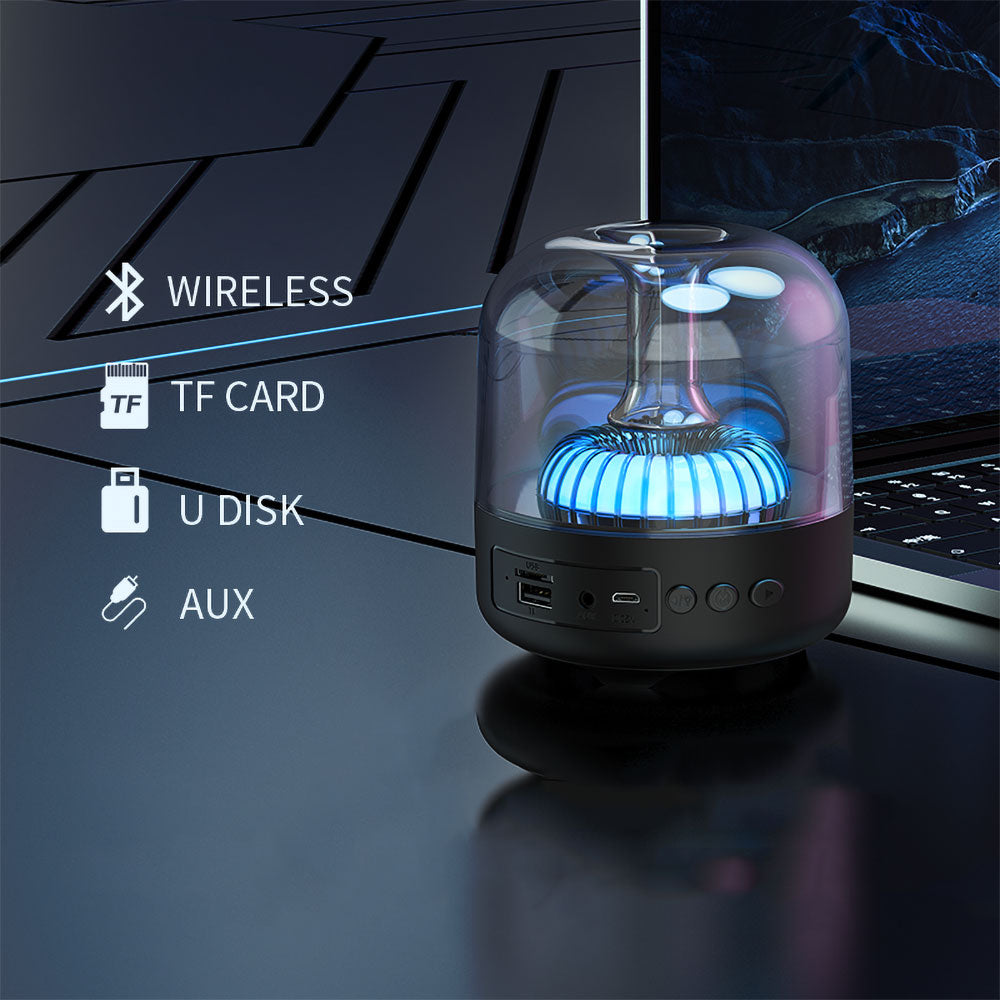 Recci RSK-W31 Amber Serisi FM/TF/AUX Hi-Fi RGB Işıklı Wireless Bluetooth 5.0 Speaker Hoparlör 5W 500mAh Siyah