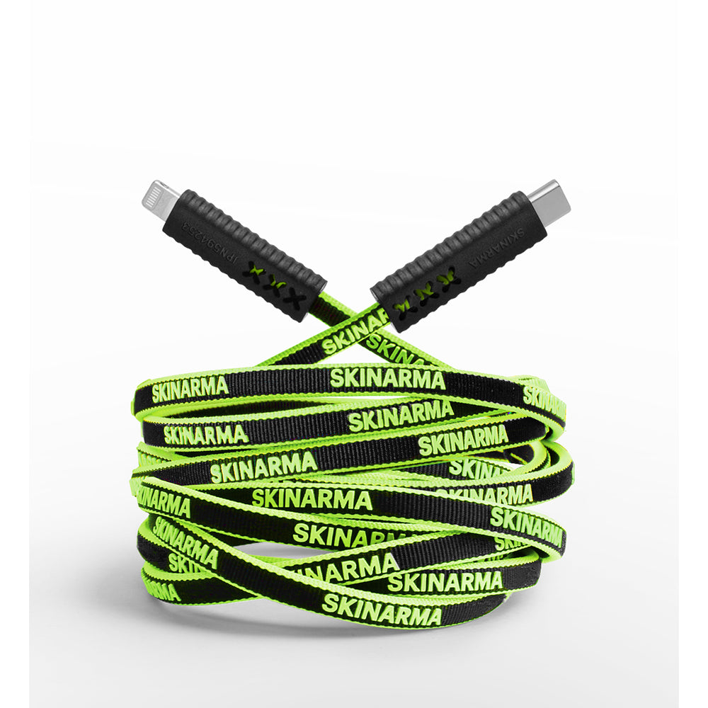 SkinArma Type-C to MFI Lightning Tenso Data ve Şarj Kablosu 3.0A 1.2 Metre Yeşil