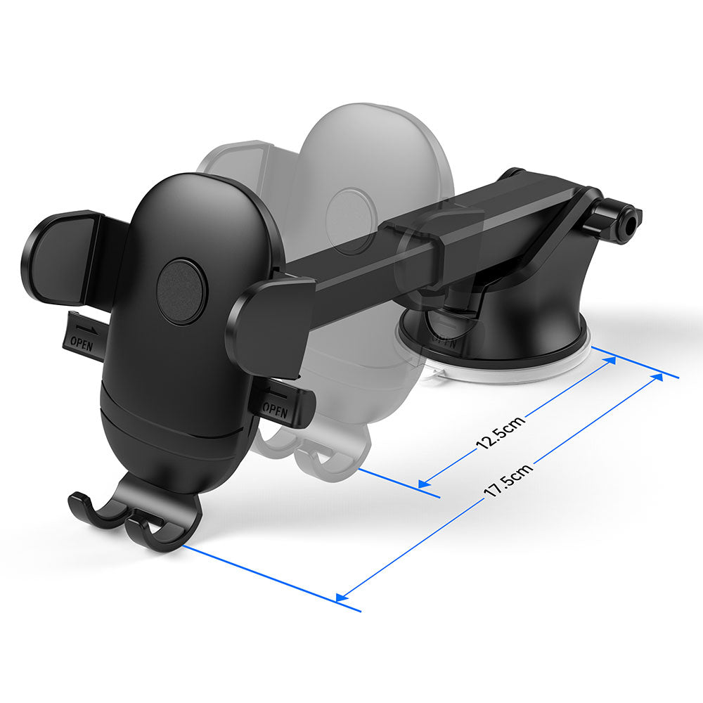 Wiwu CH013 Otomatik Mekanizmalı Vantuzlu Tasarım Araç Telefon Tutucu Siyah