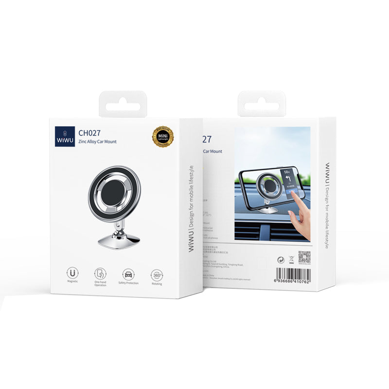 Wiwu CH027 360 Derece Dönebilen Magnetik Düz Zemin Versiyon Araç Telefon Tutucu Gümüş