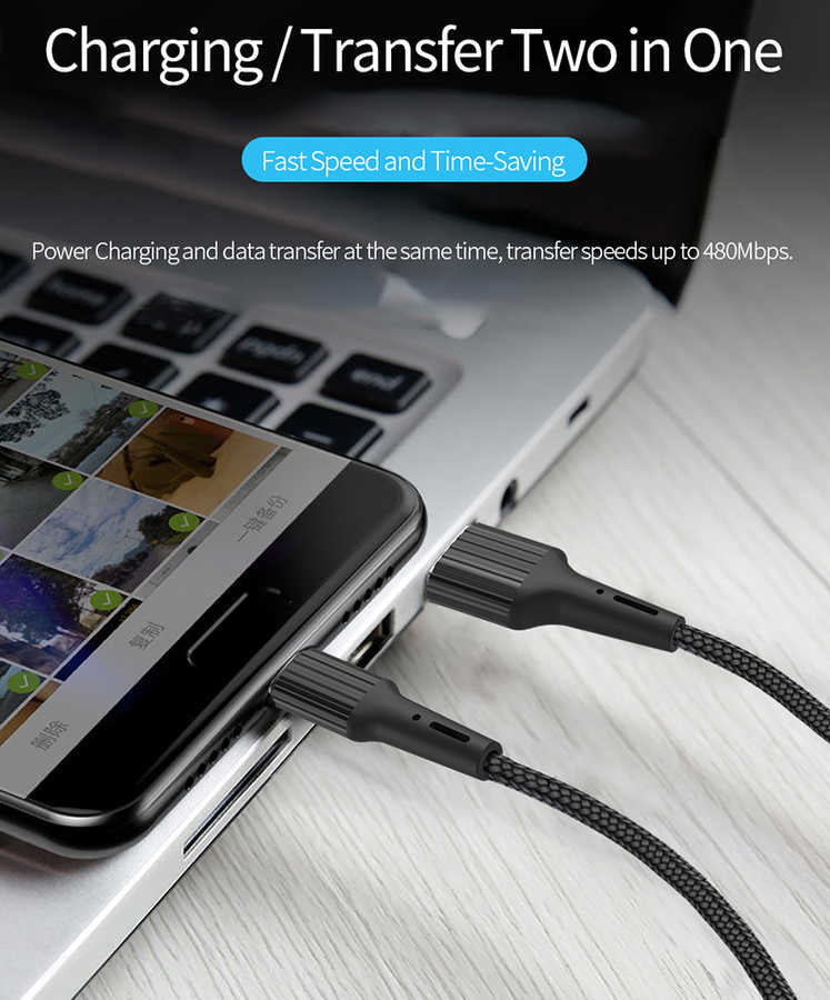 Wiwu G20 Gear Charging Type-C Kablo Siyah